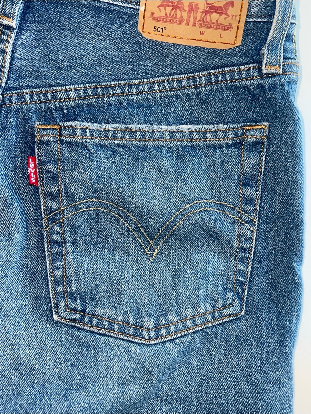 Levis 501 Button Fly Shorts High Rise Mid-Thigh Jean Shorts SZ 25 - Picture 9 of 16